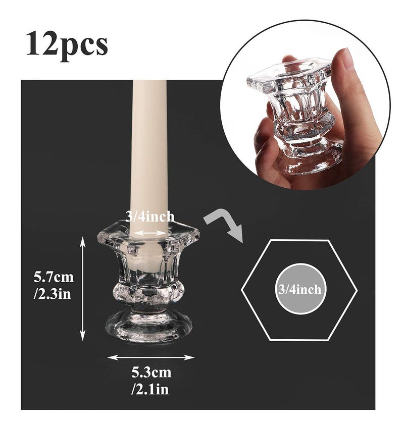 Dedoot Candle Holders, Dedoot Pack of 12 Glass Taper Candle Holders Centerpiece Clear Candlestick Holders Fits 3/4" Taper Candle, Candle Holders for Candlesticks Table Wedding Party - Image 4